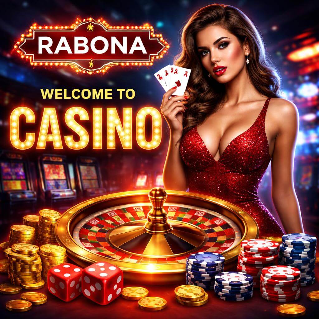 RABONA bonus offer and slot reels on homepage